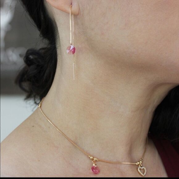 CHOKER AMORE Swarovski Crystal ZIRCONIA + ROSÉ GOLD PLATED - Picture 5 of 8